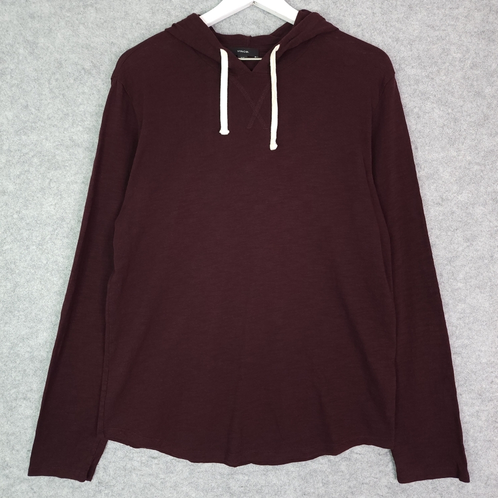 Vince Textured Cotton Hoodie In Pinot Red